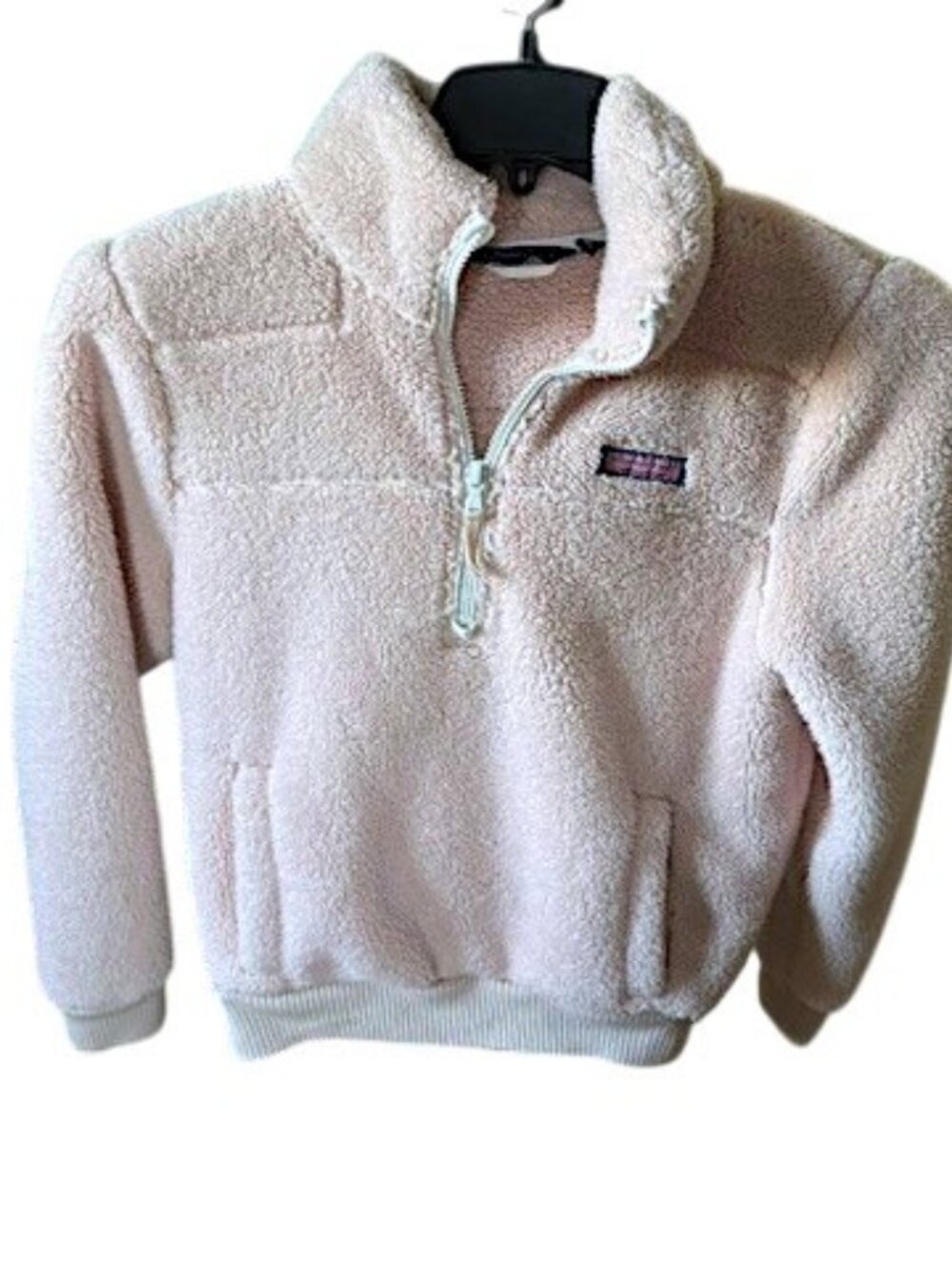 Vineyard Vines Pale Pink Teddy Fleece Sherpa Quarter Zip Pullover XS